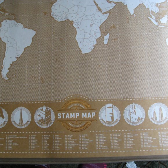 Travel Stamp Map - Craft Map With Ink Stamps by Originals by Luckies New in Box - Picture 11 of 15